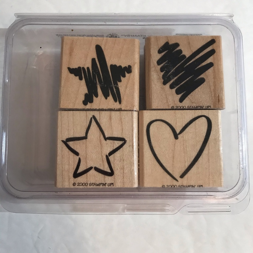 Stampin' Up Scribbles Stamp 2000 Wood Heart Star
